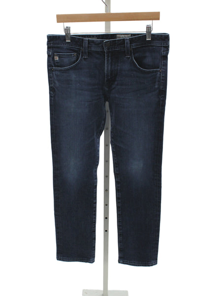 AG Mens Straight High Waist Jeans Blue Cotton Blend Size 31