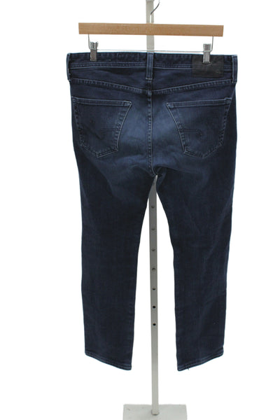 AG Mens Straight High Waist Jeans Blue Cotton Blend Size 31
