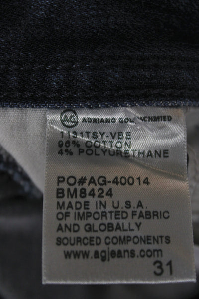 AG Mens Straight High Waist Jeans Blue Cotton Blend Size 31