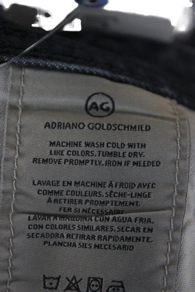 AG Mens Straight High Waist Jeans Blue Cotton Blend Size 31