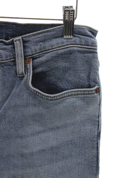 Re/Done Womens Cropped High Waist Jeans Blue Button Cotton Blend 90s Size 30