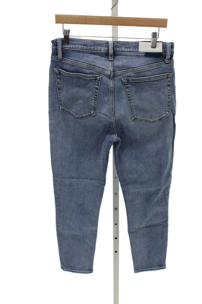Re/Done Womens Cropped High Waist Jeans Blue Button Cotton Blend 90s Size 30