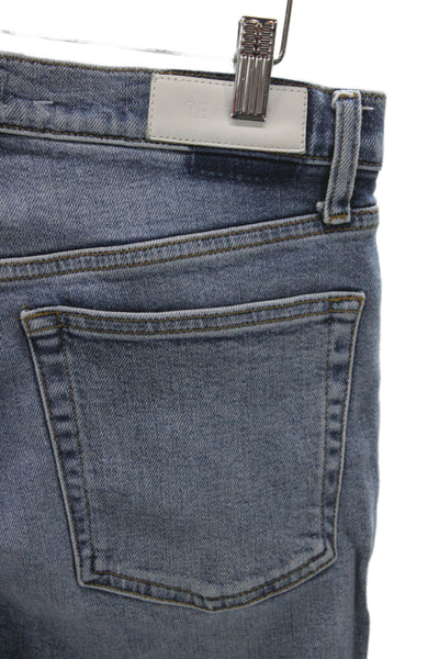 Re/Done Womens Cropped High Waist Jeans Blue Button Cotton Blend 90s Size 30
