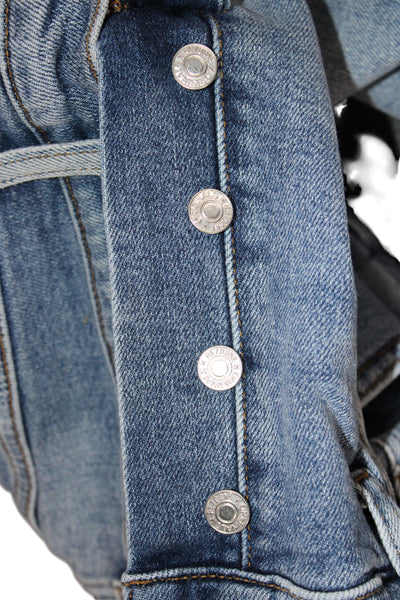 Re/Done Womens Cropped High Waist Jeans Blue Button Cotton Blend 90s Size 30