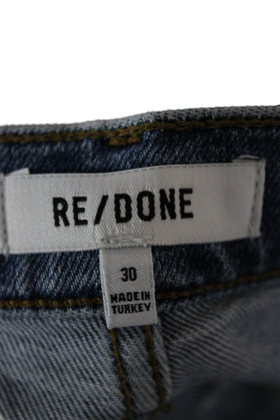 Re/Done Womens Cropped High Waist Jeans Blue Button Cotton Blend 90s Size 30