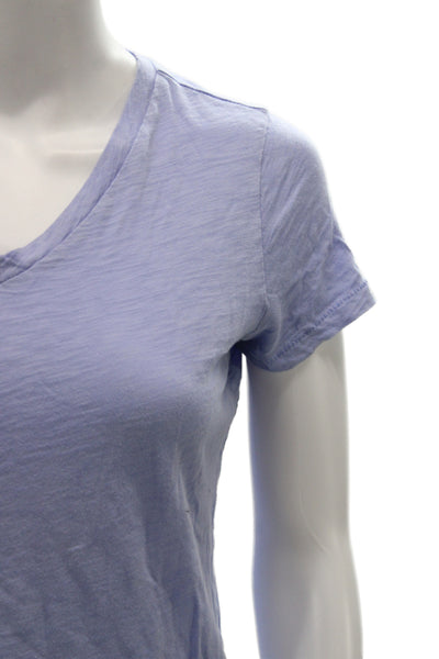 Goldie Womens Basic Blue V-Neck Pima Cotton Short Sleeve T-Shirt Size XS