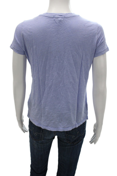 Goldie Womens Basic Blue V-Neck Pima Cotton Short Sleeve T-Shirt Size XS