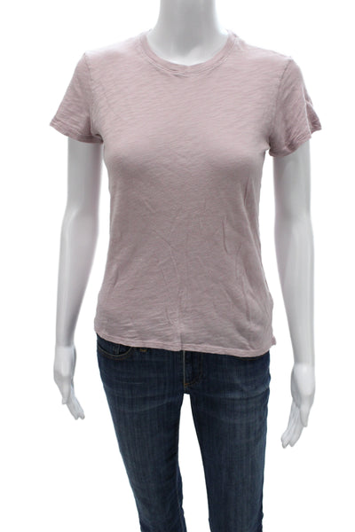 ATM Womens Pink Cotton Basic Crew Neck Short Sleeve T-Shirt Size XS