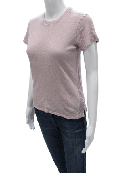 ATM Womens Pink Cotton Basic Crew Neck Short Sleeve T-Shirt Size XS