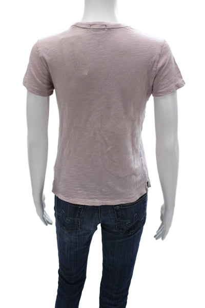 ATM Womens Pink Cotton Basic Crew Neck Short Sleeve T-Shirt Size XS