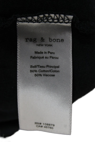 Rag & Bone Women Black Floral Cotton Crew Neck Short Sleeve T-Shirt Size XS
