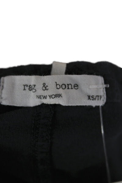 Rag & Bone Women Black Floral Cotton Crew Neck Short Sleeve T-Shirt Size XS