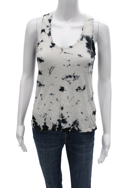 Goldie Women Basic Tank White Tie Dye Scoop Neck 100% Pima Cotton Size XS