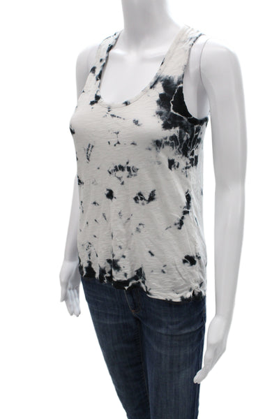 Goldie Women Basic Tank White Tie Dye Scoop Neck 100% Pima Cotton Size XS