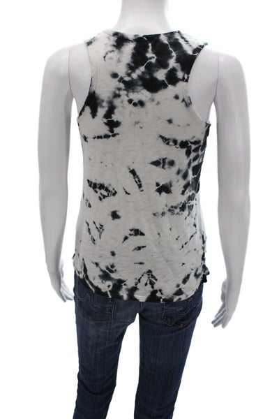 Goldie Women Basic Tank White Tie Dye Scoop Neck 100% Pima Cotton Size XS
