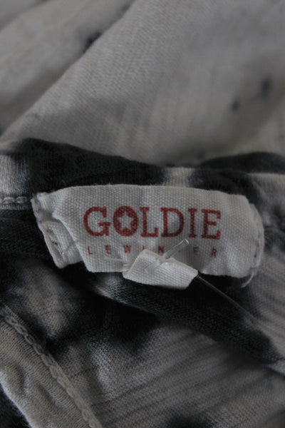 Goldie Women Basic Tank White Tie Dye Scoop Neck 100% Pima Cotton Size XS