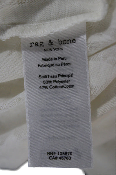 Rag & Bone Womens Floral Crew Neck Short Sleeve T-Shirt Ivory Size XS