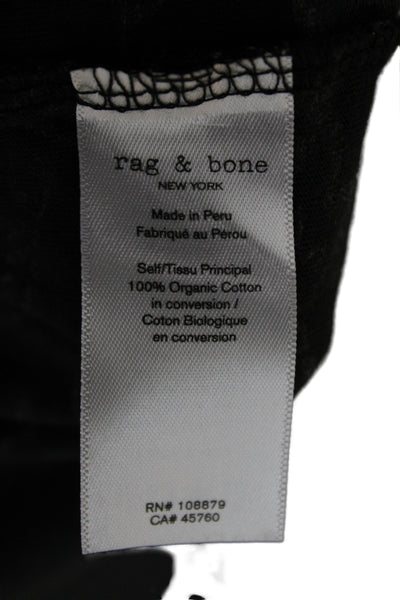Rag & Bone Women Basic T-Shirt Black Floral Crew Neck Short Sleeve Size XS