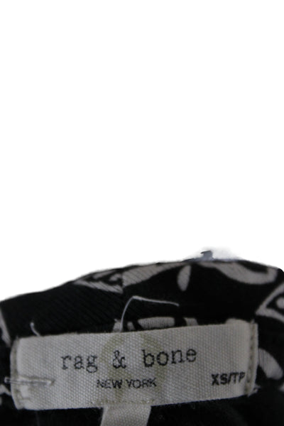 Rag & Bone Women Basic T-Shirt Black Floral Crew Neck Short Sleeve Size XS