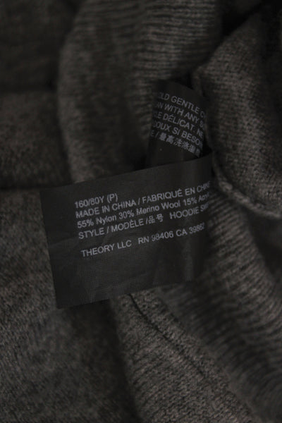 Theory Womens Pullover Sweater V-Neck Gray Nylon Long Sleeve Size PP