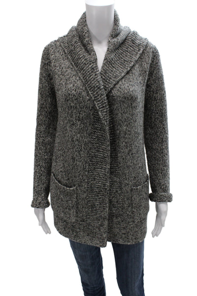 Theory Women Gray Merino Wool Collared Cardigan Long Sleeve Size PP
