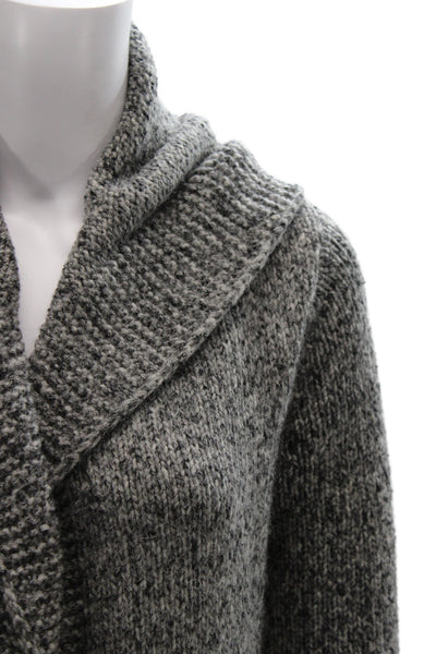 Theory Women Gray Merino Wool Collared Cardigan Long Sleeve Size PP