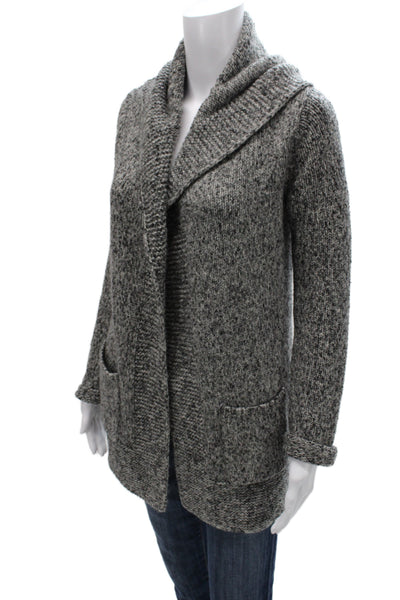 Theory Women Gray Merino Wool Collared Cardigan Long Sleeve Size PP