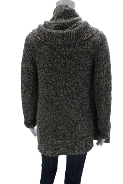 Theory Women Gray Merino Wool Collared Cardigan Long Sleeve Size PP