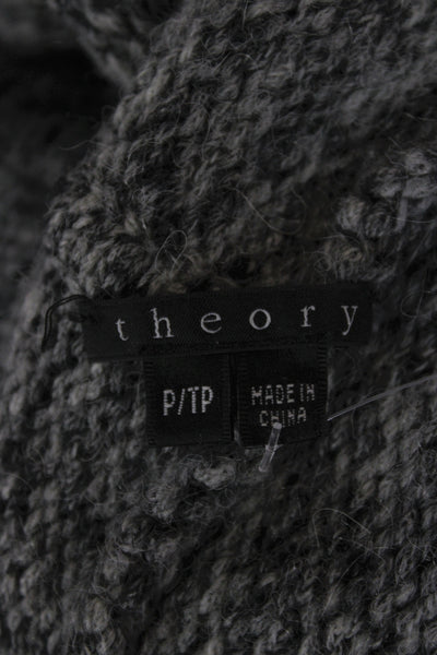 Theory Women Gray Merino Wool Collared Cardigan Long Sleeve Size PP
