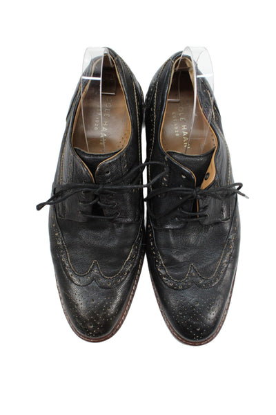 Cole Haan Mens Leather Lace Up Oxford Dress Shoes Black Size 8 Medium