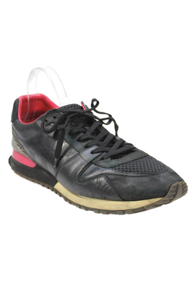 Louis Vuitton Mens Leather Lace Up Low Top Sneakers Black Pink Size 11