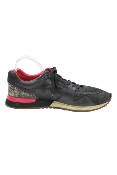 Louis Vuitton Mens Leather Lace Up Low Top Sneakers Black Pink Size 11