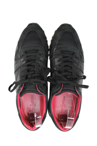 Louis Vuitton Mens Leather Lace Up Low Top Sneakers Black Pink Size 11