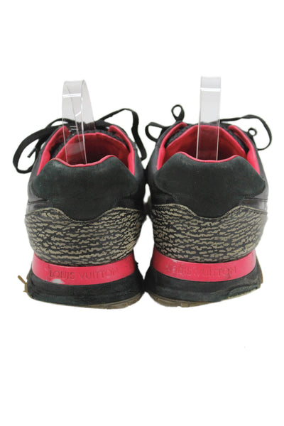 Louis Vuitton Mens Leather Lace Up Low Top Sneakers Black Pink Size 11