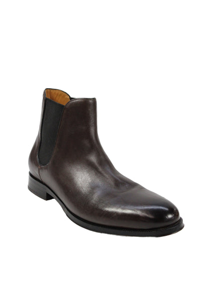 Cole Haan Mens Leather Stretch Inset Ankle Boots Brown Black Size 10.5 Medium