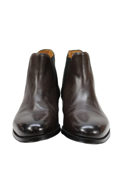 Cole Haan Mens Leather Stretch Inset Ankle Boots Brown Black Size 10.5 Medium