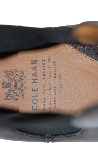 Cole Haan Mens Leather Stretch Inset Ankle Boots Brown Black Size 10.5 Medium