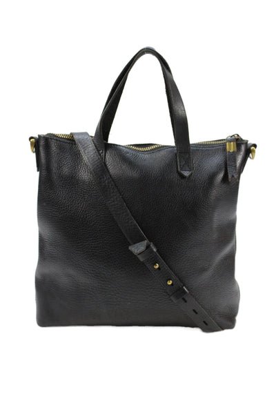 Madewell Womens Pebbled Leather Crossbody Shoulder Handbag Black