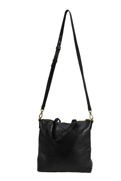 Madewell Womens Pebbled Leather Crossbody Shoulder Handbag Black