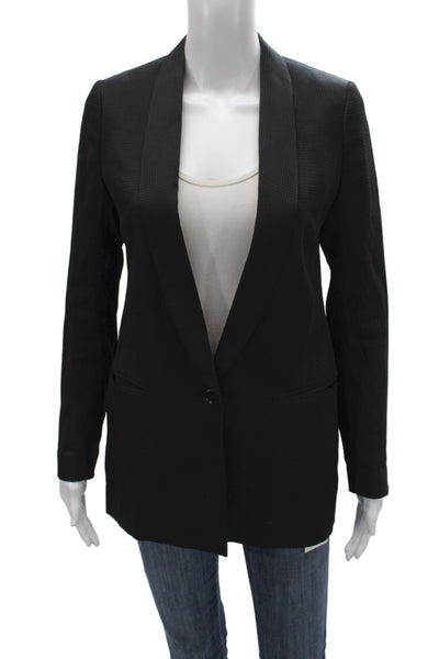 Reiss Women Tuxedo Blazer Black Houndstooth Button Long Sleeve Size 2