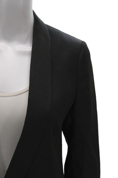 Reiss Women Tuxedo Blazer Black Houndstooth Button Long Sleeve Size 2