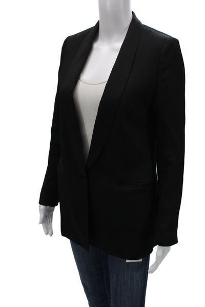 Reiss Women Tuxedo Blazer Black Houndstooth Button Long Sleeve Size 2