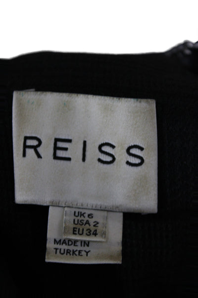 Reiss Women Tuxedo Blazer Black Houndstooth Button Long Sleeve Size 2
