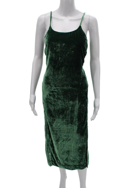 Rujuta Sheth Women Slip Dress Green Viscose Scoop Neck Sleeveless Size XS