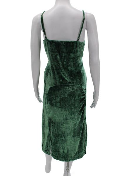 Rujuta Sheth Women Slip Dress Green Viscose Scoop Neck Sleeveless Size XS