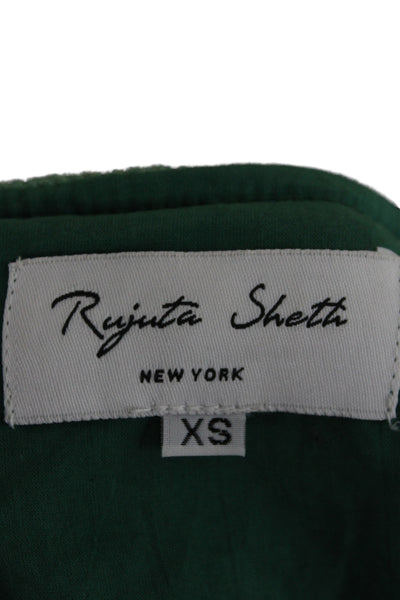 Rujuta Sheth Women Slip Dress Green Viscose Scoop Neck Sleeveless Size XS