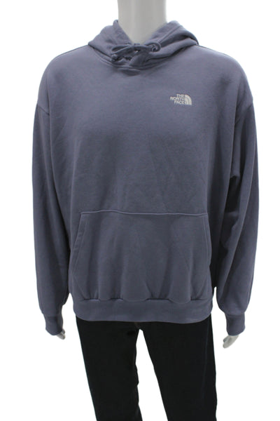 The North Face Mens Pullover Hoodie Blue Cotton Blend Hooded Drawstring Size M