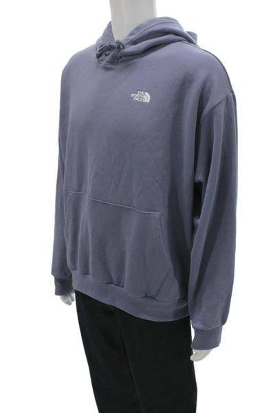 The North Face Mens Pullover Hoodie Blue Cotton Blend Hooded Drawstring Size M