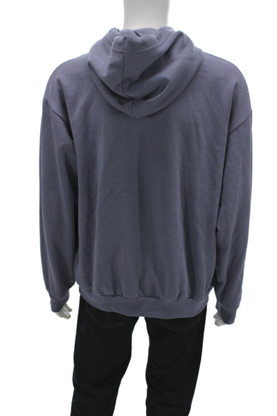 The North Face Mens Pullover Hoodie Blue Cotton Blend Hooded Drawstring Size M