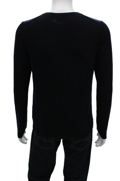 Vince Mens Pullover Sweater Black 100% Cotton Crew Neck Long Sleeve Size M